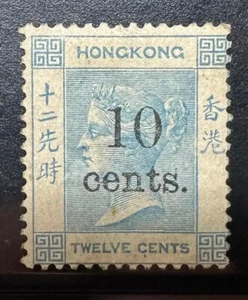 HONG KONG QV. 1880, 10c on 12c PALE BLUE SG25 MNH STAMP. - Picture 1 of 2