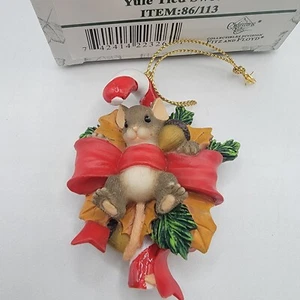 Encantadora cola Navidad atado Sweetie adorno navideño ratón 86/113 Fitz & Floyd - Imagen 1 de 4