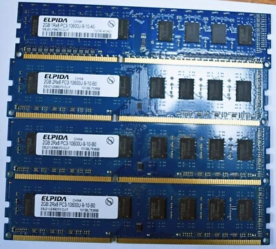 Set of 4 Elpida 2GB SO-DIMM DDR3 1333 (PC3 10600) RAM Memory (EBJ21UE8BDF0DJF) - Image 1 of 2