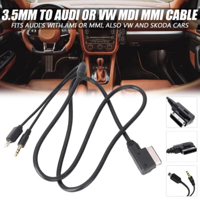 3.5MM Music Interface Adaptor For Audi A3 A4 VW Skoda AMI MMI Cable USB AUX Cord - Image 1 of 4