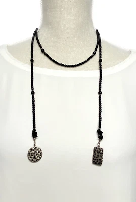 Collar Lariat de plata de ley SILPADA con cuentas de ónix negro N1467 - 43,5 pulgadas - 31 g Foto 1 de 4