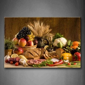 Food Wall Art Fruit Canvas Dining Room Brown Picture Kitchen Wall Decor Vario... - Picture 1 of 7