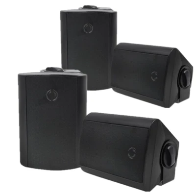 4 pcs Herdio 4" Waterproof Outdoor Speakers Wired Stereo Bass Wall Mount Speaker - Image 1 of 4