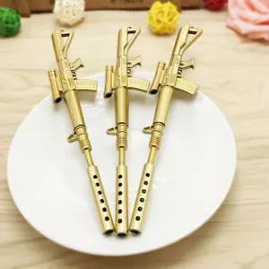 Creative Rifle Shape Black Ink Ballpoint Pen Stationery Office Ball Point Gold - Picture 1 of 8