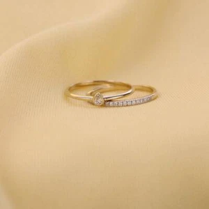 Diamond Pear Ring, Solid 14k Gold Diamond Pear Shape Engagement Ring, Teardrop - Picture 1 of 5