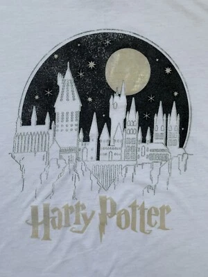 Camiseta Harry Potter Castillo de Hogwarts Juvenil Grande Dorada Luna Llena Gráfico Mágico T Foto 1 de 4