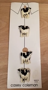 Vintage Casey Coleman Cow Shirt Button Covers - New - Picture 1 of 4