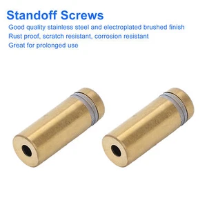 12 X Standoff Screw StainlessSteel Electroplated Brushed Gold Advertising Nails - Picture 1 of 22