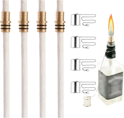 Wine Bottle Torch Kit 4 Pack, Includes 4 Long Life Torch Wicks, Brass Wick Mount - Image 1 of 4