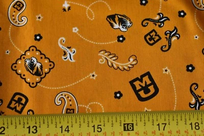 Tela de edredón de algodón 26" de largo, University of Missouri Tigers, Sykel, N1901 Foto 1 de 4