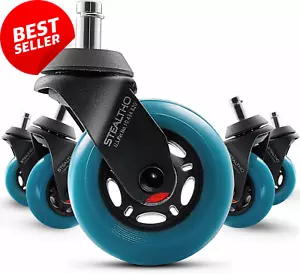 Office Chair Caster Wheels, Set of 5, Polyurethane, Protect Floors - Picture 1 of 12