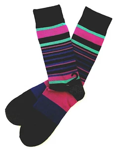 Herren gestreifte Socken Goldstar Freizeit Baumwollmischung rosa blau grün schwarz Schuhe - Bild 1 von 3