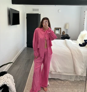 forte forte Silk pink blouse and pants set. Real life Jerry Seinfeld  - Picture 1 of 4