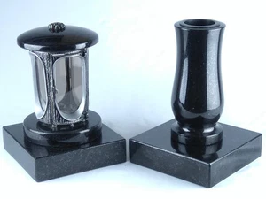 Grabschmuck Granit Grablampe Grabvase Grablaterne Grableuchte Friedhofslaterne - Bild 1 von 1