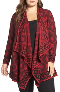 Lucky Brand - 1X - NEW Gorgeous Cozy Cotton-blend Geometric Cardigan Wrap - NWT - Picture 1 of 6