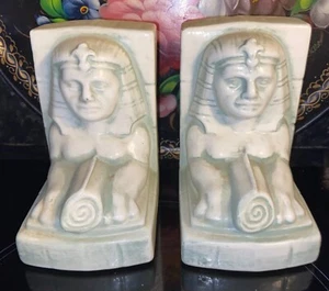 Art Deco Sphinx bookends ceramic marked foreign - Picture 1 of 6