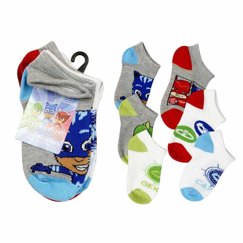 6 Pair PJ Masks 6pk Socks Size 4-6 Kids Boys Shoe Size 7-10 Assorted