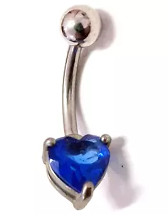 Anillo Vientre Gemado Corazón Azul Punta No Cuelga Acero Naval - Imagen 1 de 3
