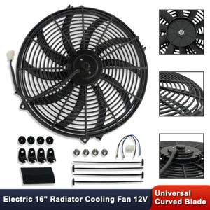Heavy Duty 16" Electric Radiator Reversible Slim Blade Cooling Fan Black 3000CFM - Foto 1 di 7