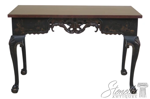 L30211EC: Chinoiserie Vintage Georgian Console Table w. Birdseye Maple Top Cover