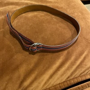 Women Coach genuine leather Made in Italy red/blue stripes belt Size M/ L #8580 - Picture 1 of 10