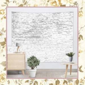 WHITE BRICK TAPESTRY BACKDROP CLOTH WALL 50" x 58" INCH WALLPAPER BACKGROUND - Picture 1 of 3