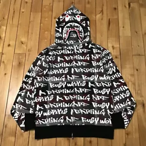 BAPE GRAFFITI CHECK Shark full zip hoodie A Bathing Ape Size XL - Picture 1 of 10