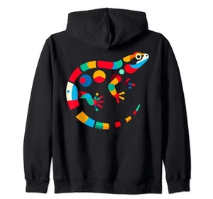 Geometric Minimalism Art European Wall Lizard Reptile Zip Hoodie - Picture 1 of 1