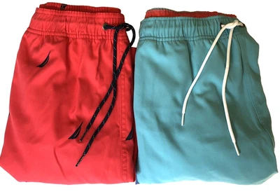 Лот из 2 Nautica плавки 3XL мужчин новый с Ярлыками с подкладкой шнурка полиэстер красный/синий - Изображение 1 из 4