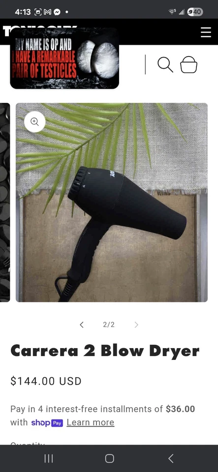 Secador de soplado profesional Toni&Guy modelo TG 6855 negro mate Foto 1 de 4