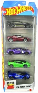 Hot Wheels Motor Show 5 Pack [Ferrari, Aston Martin, Lamborghini, Lotus +] - Picture 1 of 1