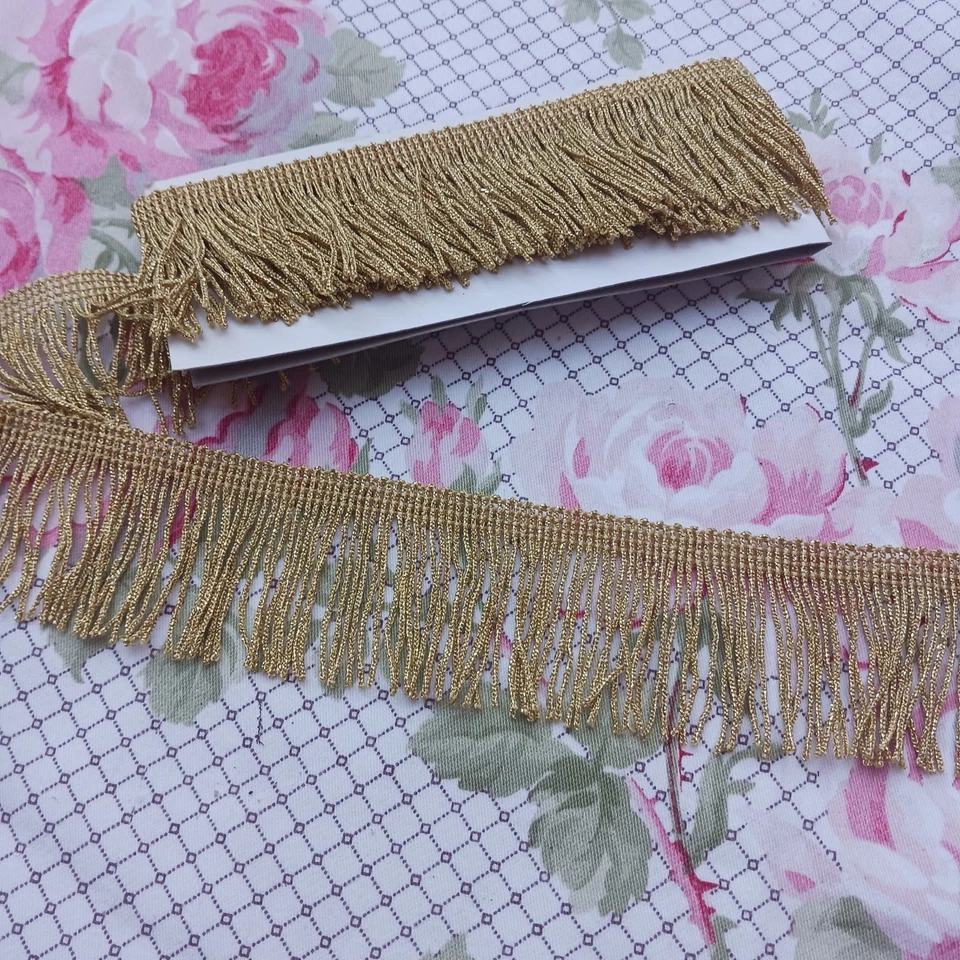 170 cm de galon   frangé doré  vintage  largueur 4 cm - Photo 1/3