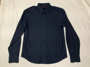 Camisa Untuckit Para Hombre Azul Mediana Calce Ajustado Manga Larga Elastizada Botón Rendimiento - Imagen 1 de 8