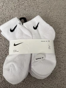 Nike Kid's 6-Pack Everyday Cushioned Ankle Sock LC7 White Medium (5Y-7Y) NWT - Picture 1 of 3