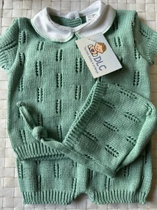BNWT PORTUGUESE DLC JADE GREEN 3PC FINE COTTON KNIT SET - Sz. TU - Picture 1 of 6