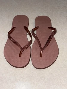 Infradito donna Havaianas slim rosa oro blush taglia 7/8 glitterato nuovo - Foto 1 di 7