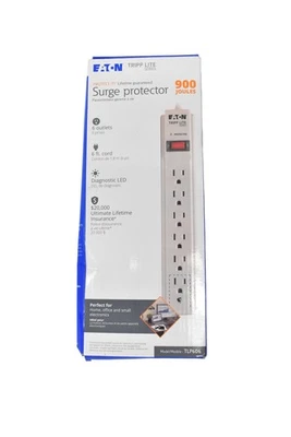 Eaton Tripp Lite Surge Protector Power Strip 6 Outlets 6 ft 900 Joules TLP606 - Image 1 of 4