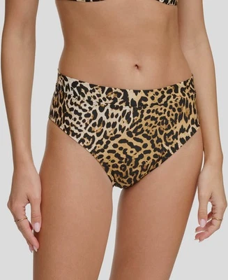 Traje de baño DKNY para mujer marrón con estampado de animales cintura alta parte inferior de bikini talla L Foto 1 de 3