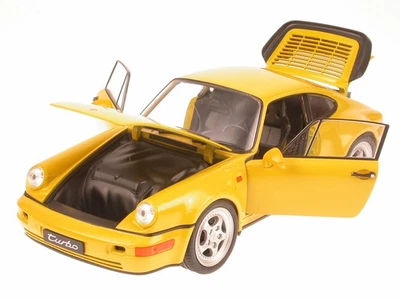Porsche 911 964 Turbo amarillo coche en miniatura Welly 1/18 - Imagen 1 de 4