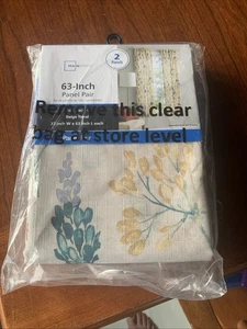 Mainstays 63-inch Panel Pair Rod Pocket Beige Floral 37 inch W x 63 inch L - Picture 1 of 3