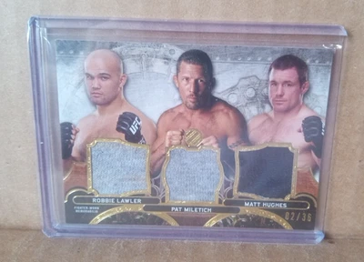 #02/36 -Lawler ,Miletich & Hughes--Triple Threads 2014 Topps UFC Knockout-  - Image 1 of 2