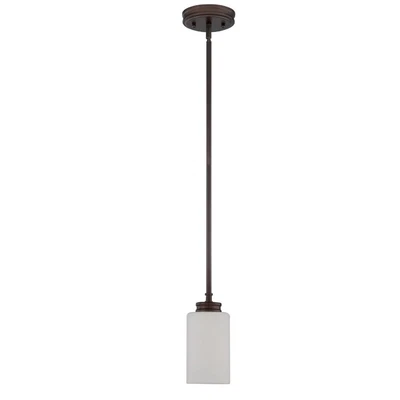 Sunset Lighting Dalton 1-Light Mini Pendant Light Provincial Bronze Opal Glass F - Image 1 of 3