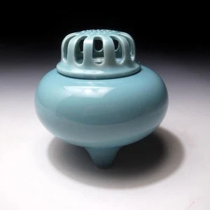 $LR16 Vintage japanische Seladon Räuchergefäß, Koro, Kyo Ware, Teezeremonie - Bild 1 von 8