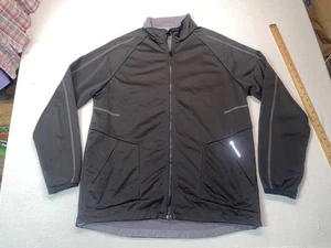 Sunice Golf Jacket Fleece Windbreaker Men XL Black Full Zip Reflective Logos - Picture 1 of 13