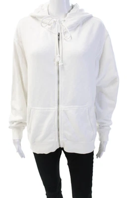 Brandy Melville Mujer Manga Larga Cremallera Frontal Sudadera con Capucha Blanca Mediana Foto 1 de 4