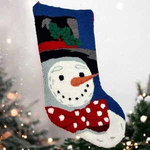 Medias de Navidad Gancho Algodón/Acrílico Rojo Terciopelo Espalda Muñeco de Nieve Rojo Cardenal - Imagen 1 de 6