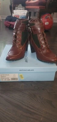 Antonio Melani Boots Sz 8 Garnett Victorian Steampunk Laces Heel Shoes - Image 1 of 4
