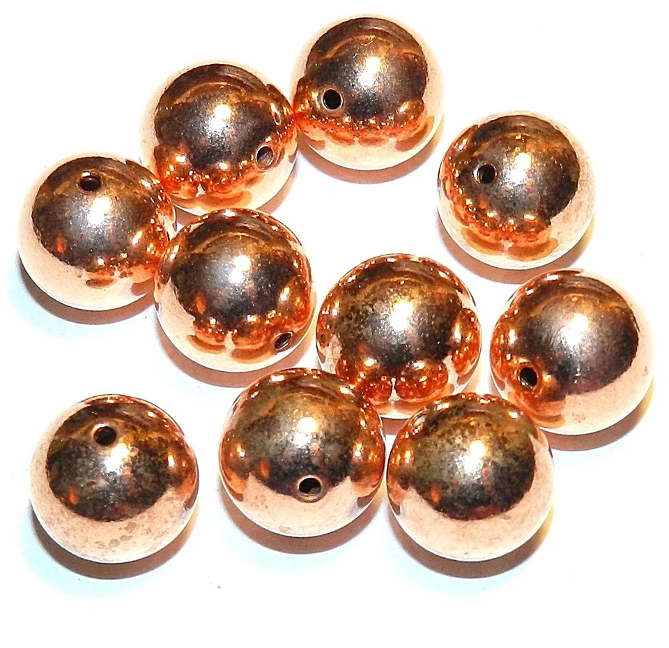 Cuentas espaciadoras de metal redondas de 10 mm de cobre brillante brillante MB382 10 piezas Foto 1 de 1