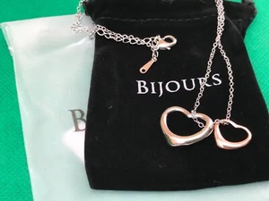 BIJOURS Silver Plated Heart Pendant Necklace in B/Velvet Bag.BN - Picture 1 of 5