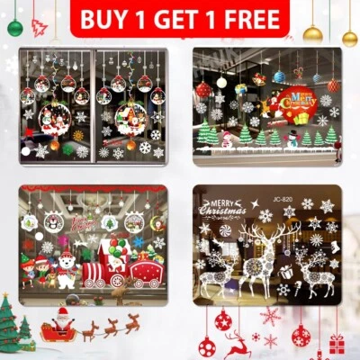 Christmas Window Stickers Home Decor Supplies Xmas Ornament New Year Holiday UK - Image 1 of 4